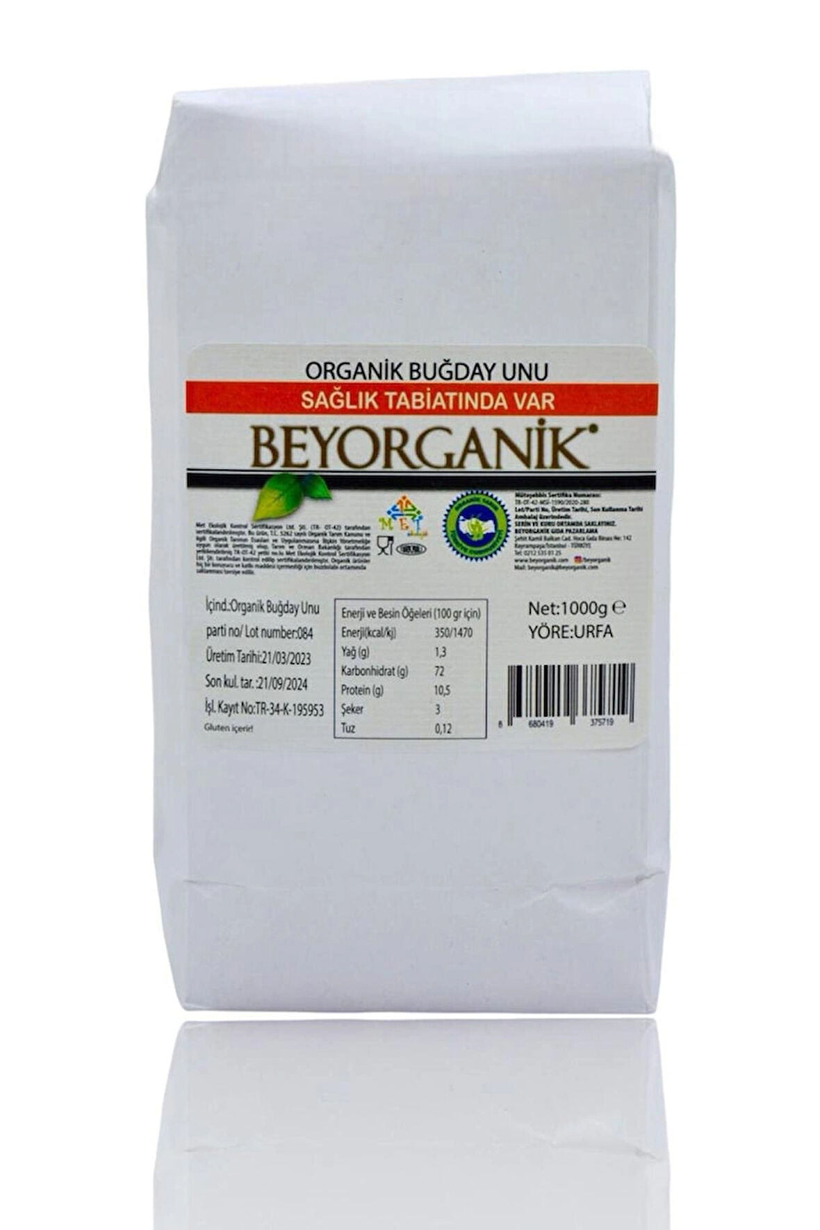 Organik Buğday Unu 1kg (PESTİSİT VE AFLATOKSİN ANALİZLİ)
