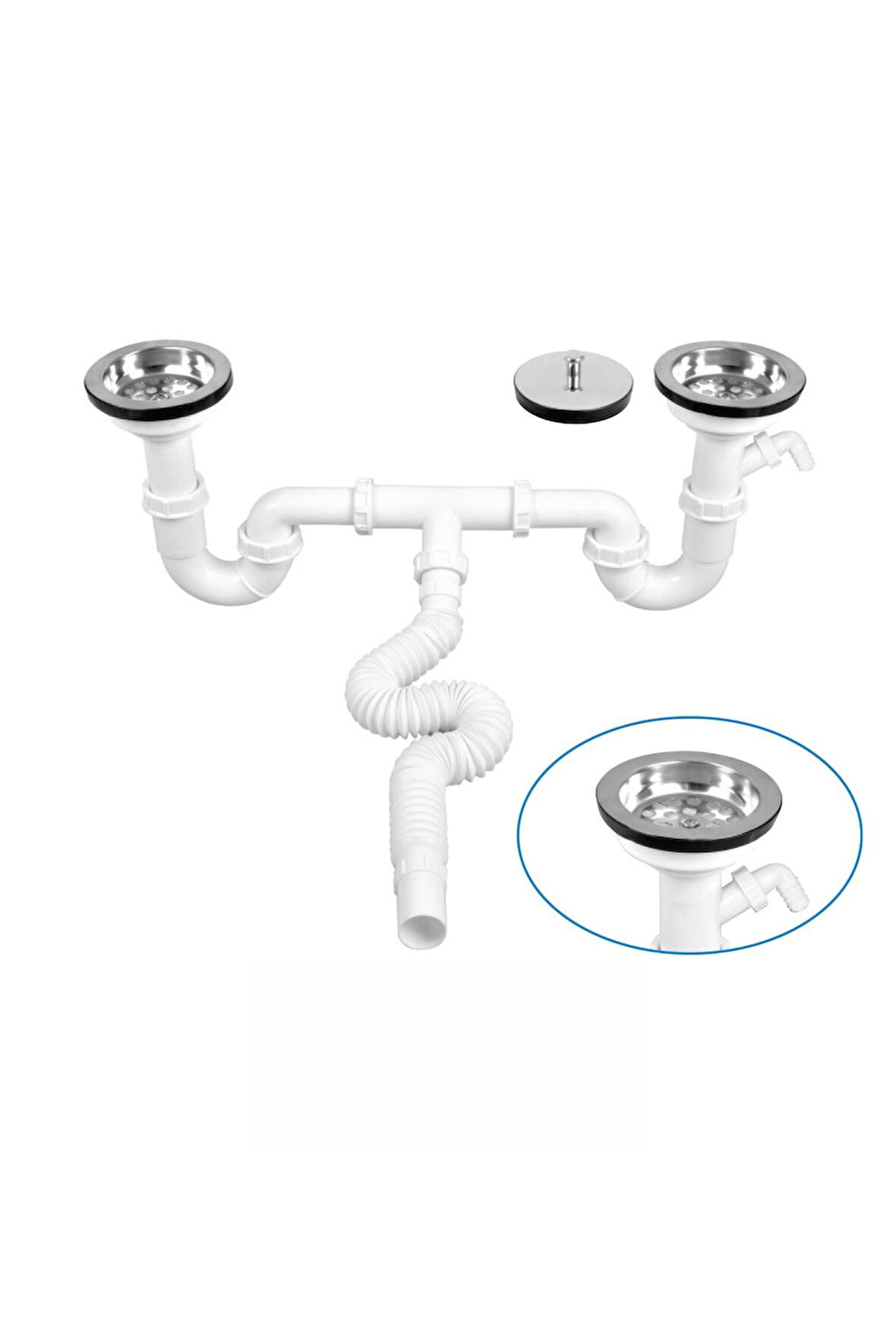 S Çiftli Çöpmak Sifonu Körüklü Düz Sığ (Tek Rekorlu)