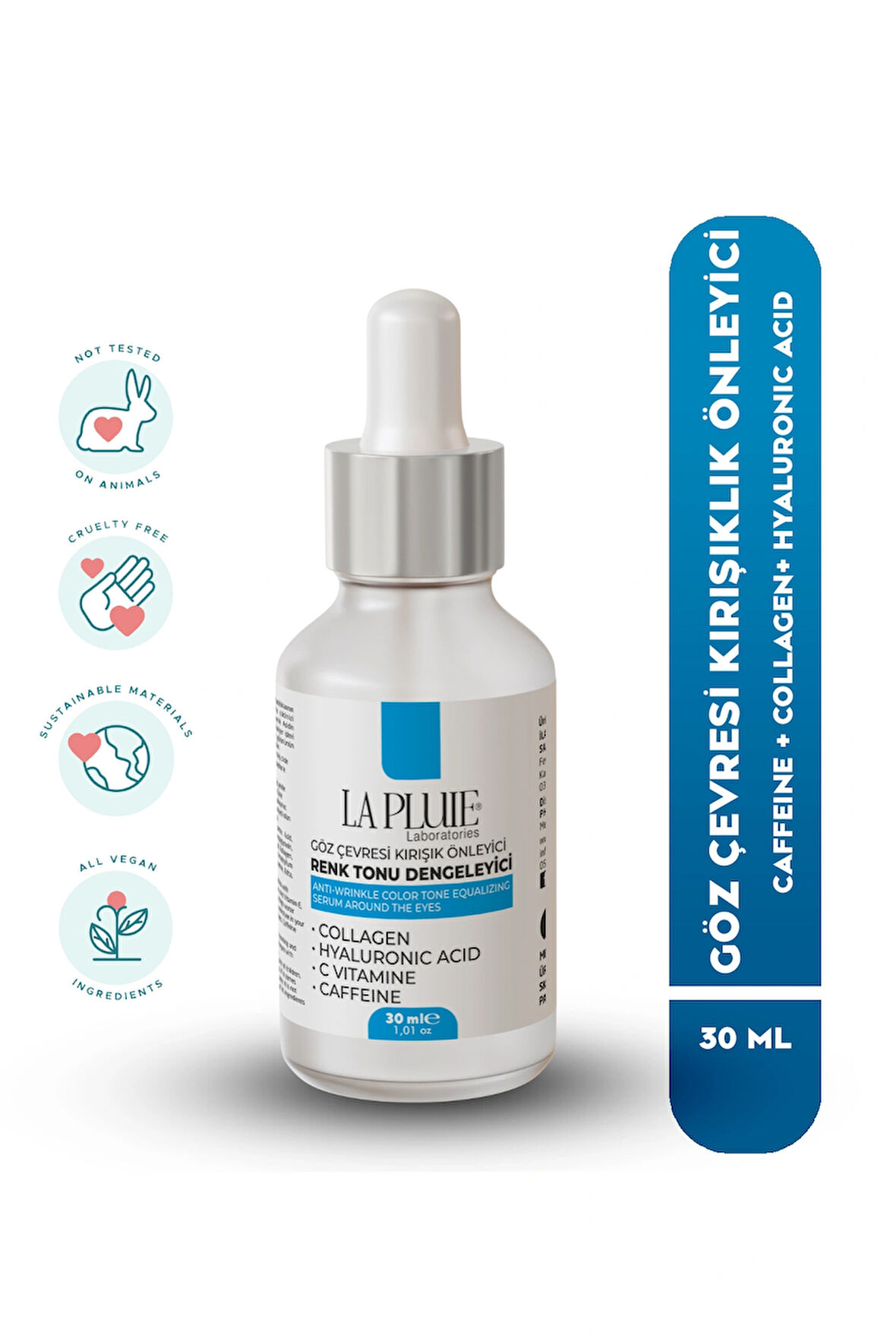 Göz Çevresi Kırışıklık Önleyici Renk Tonu Dengeleyici Serum 30ML CAFFEINE Takviyeli