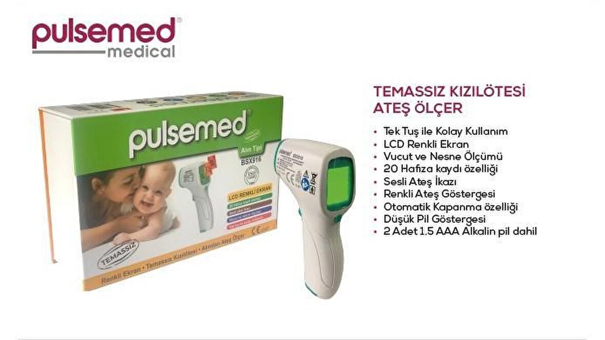 Pulsemed BSX916 Temassız Alın Bebek Dijital Ateş Ölçer 