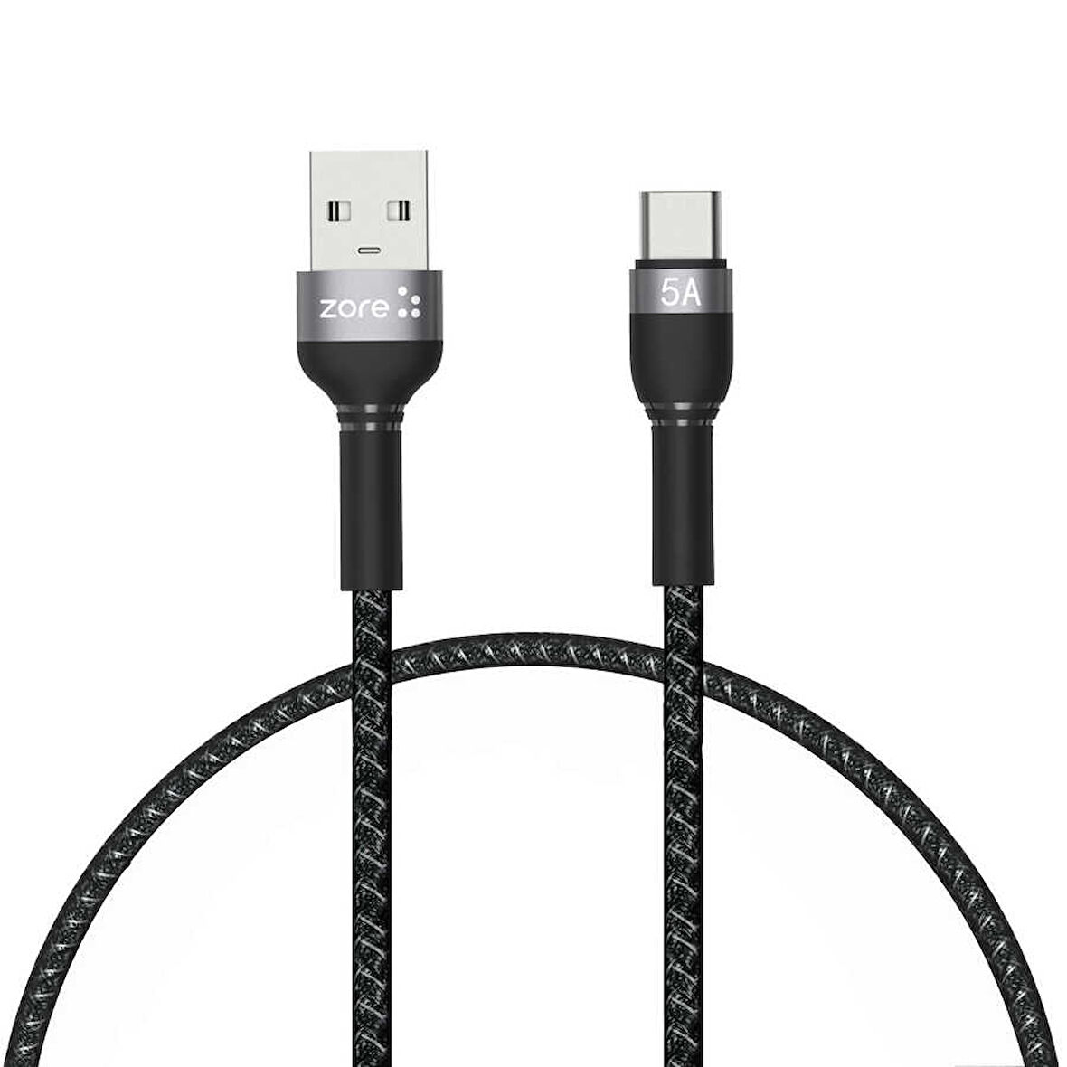 Siyah Shira Serisi Type-c Usb Kablo 30 cm-Zore
