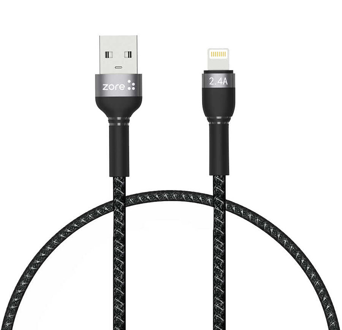 Siyah Shira Serisi Lightning Usb Kablo 30 cm-Zore