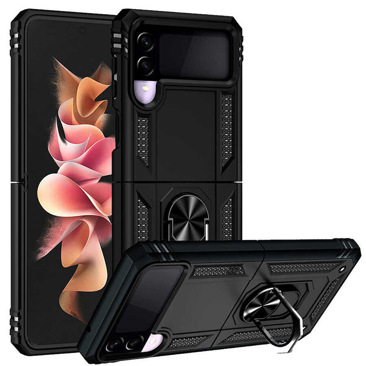Galaxy Z Flip 3 Uyumlu Zore Vega Kapak-Siyah