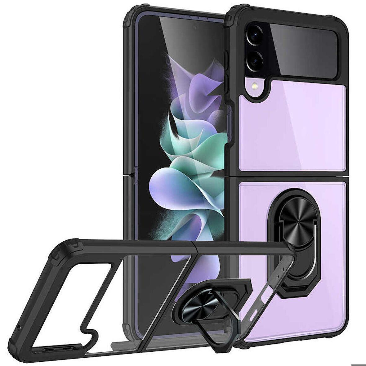 Galaxy Z Flip 3 Uyumlu Zore Mola Kapak-Siyah