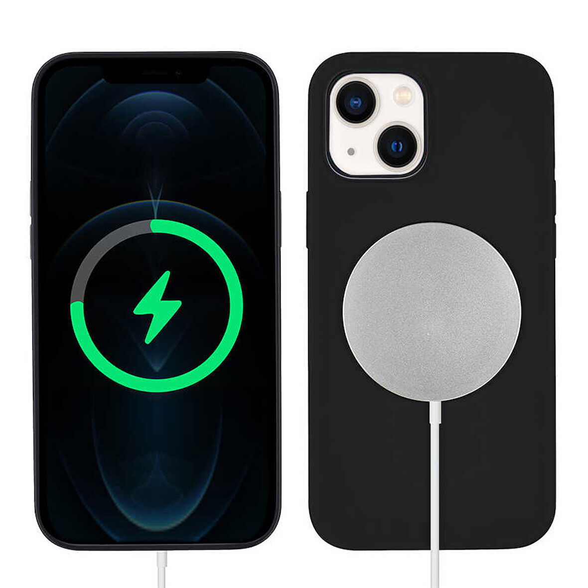 iPhone 13 Uyumlu Zore Silksafe Wireless Kılıf-Siyah