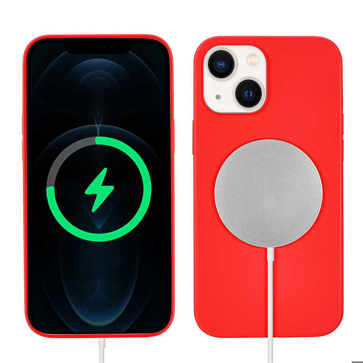 iPhone 13 Uyumlu Zore Silksafe Wireless Kapak-Kırmızı