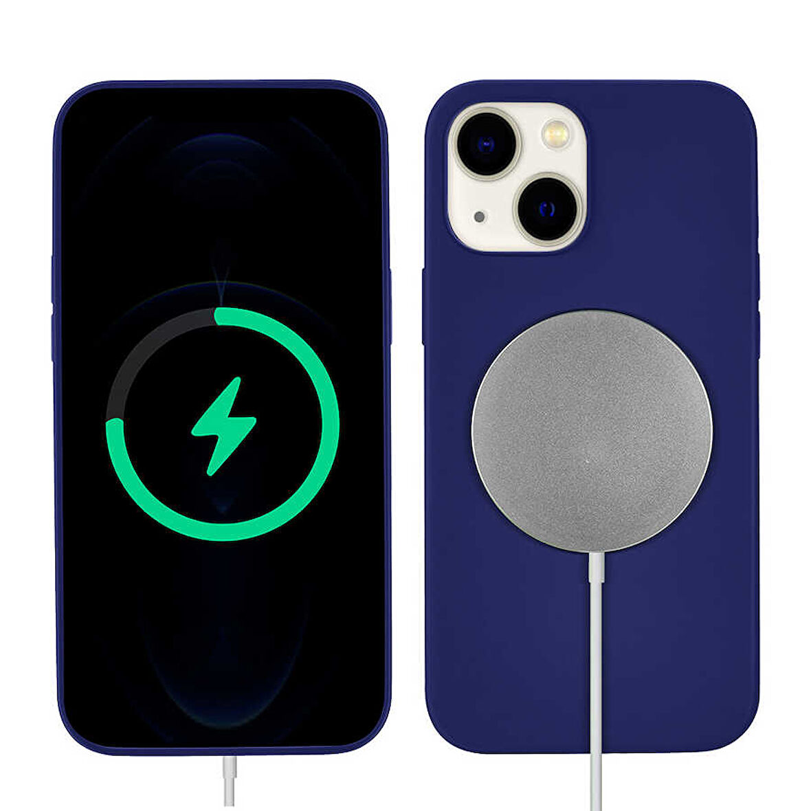 iPhone 13 Uyumlu Zore Silksafe Wireless Kılıf-Mavi