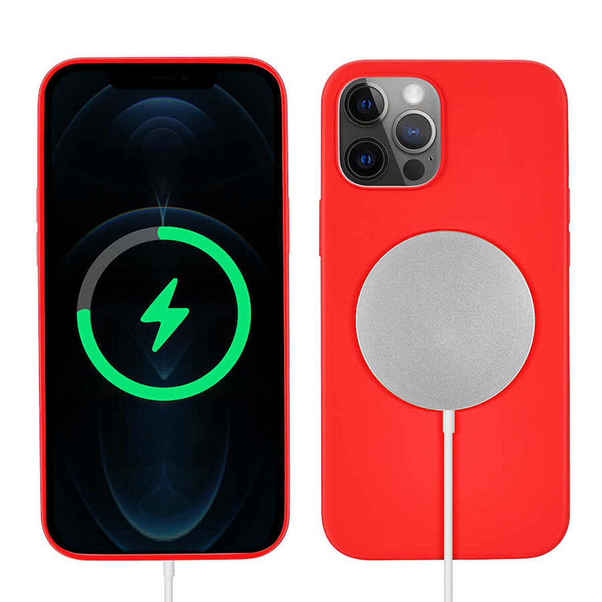 iPhone 13 Pro Uyumlu Zore Silksafe Wireless Kılıf-Kırmızı