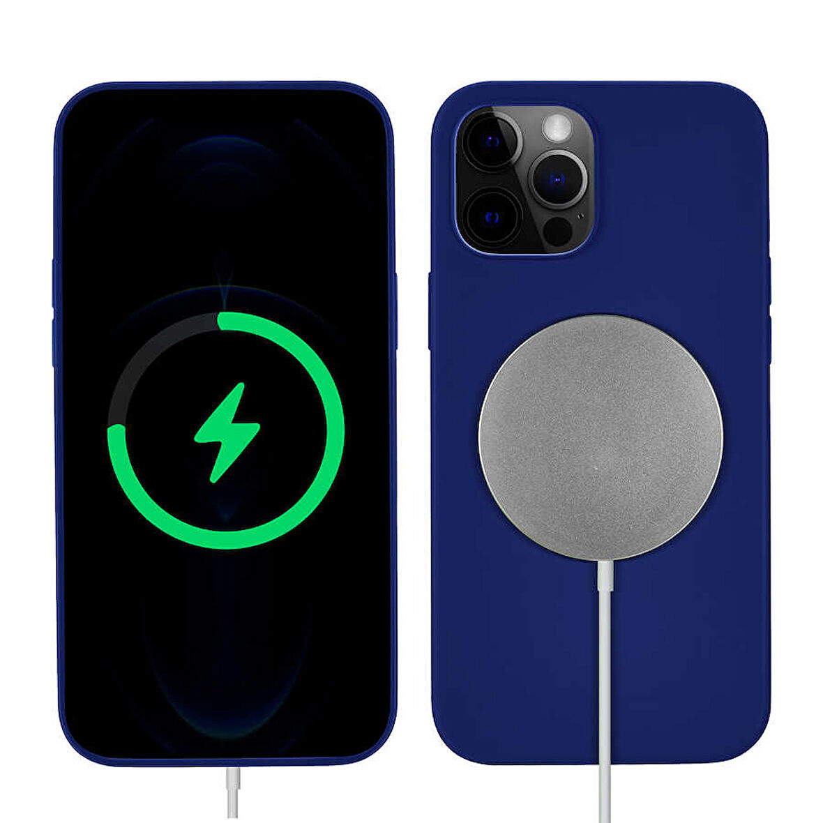 iPhone 13 Pro Uyumlu Zore Silksafe Wireless Kılıf-Mavi