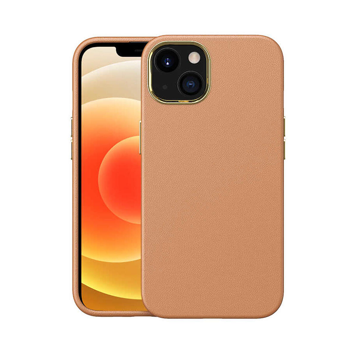 iPhone 13 Mini Uyumlu Ensueno Natura Kapak-Kahverengi