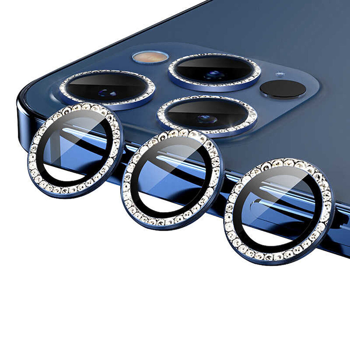 iPhone 12 Pro Uyumlu Zore CL-06 Kamera Koruyucu-Mavi