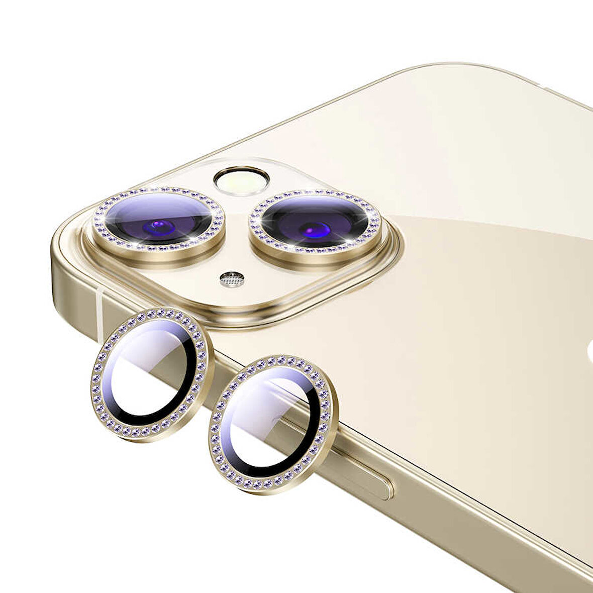 iPhone 13 Mini Uyumlu Zore CL-06 Kamera Koruyucu-Gold