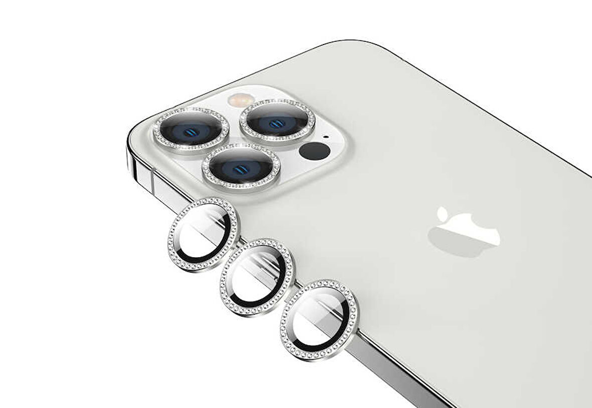 iPhone 13 Pro Max Uyumlu Zore CL-06 Kamera Koruyucu-Gümüş