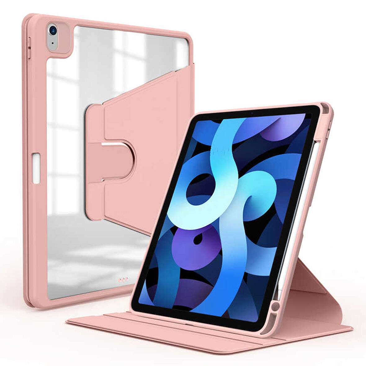 iPad Air 11 2025 M3 Kılıf ​FRMS Nayn Dönebilen Standlı Kılıf - Pembe