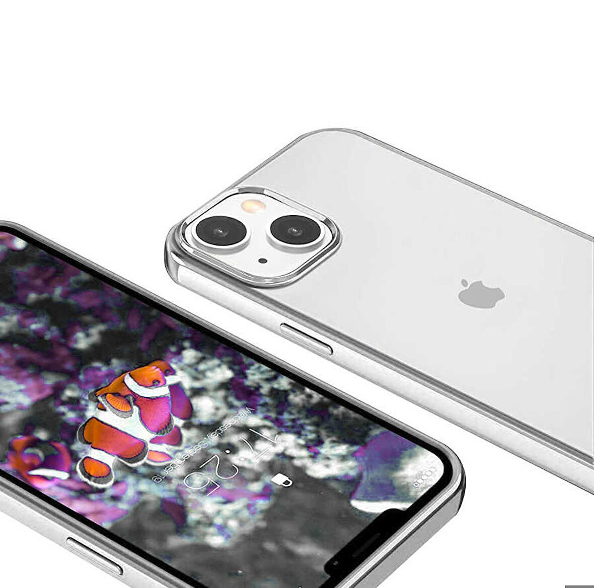 iPhone 13 Uyumlu Ensueno Pixel Kapak-Gümüş