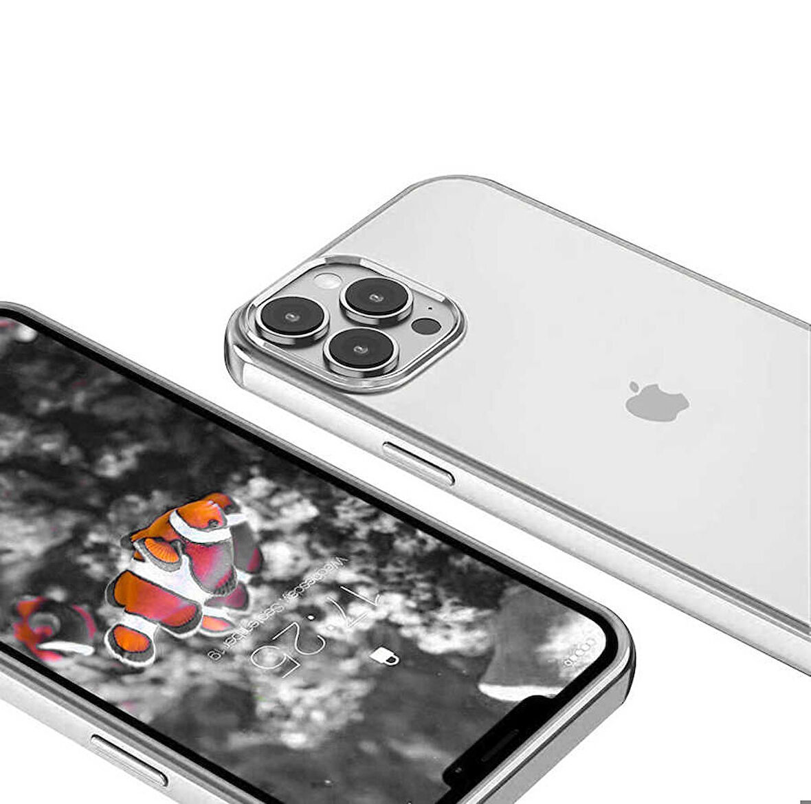 iPhone 13 Pro Max Uyumlu Zore Pixel Kapak-Gümüş