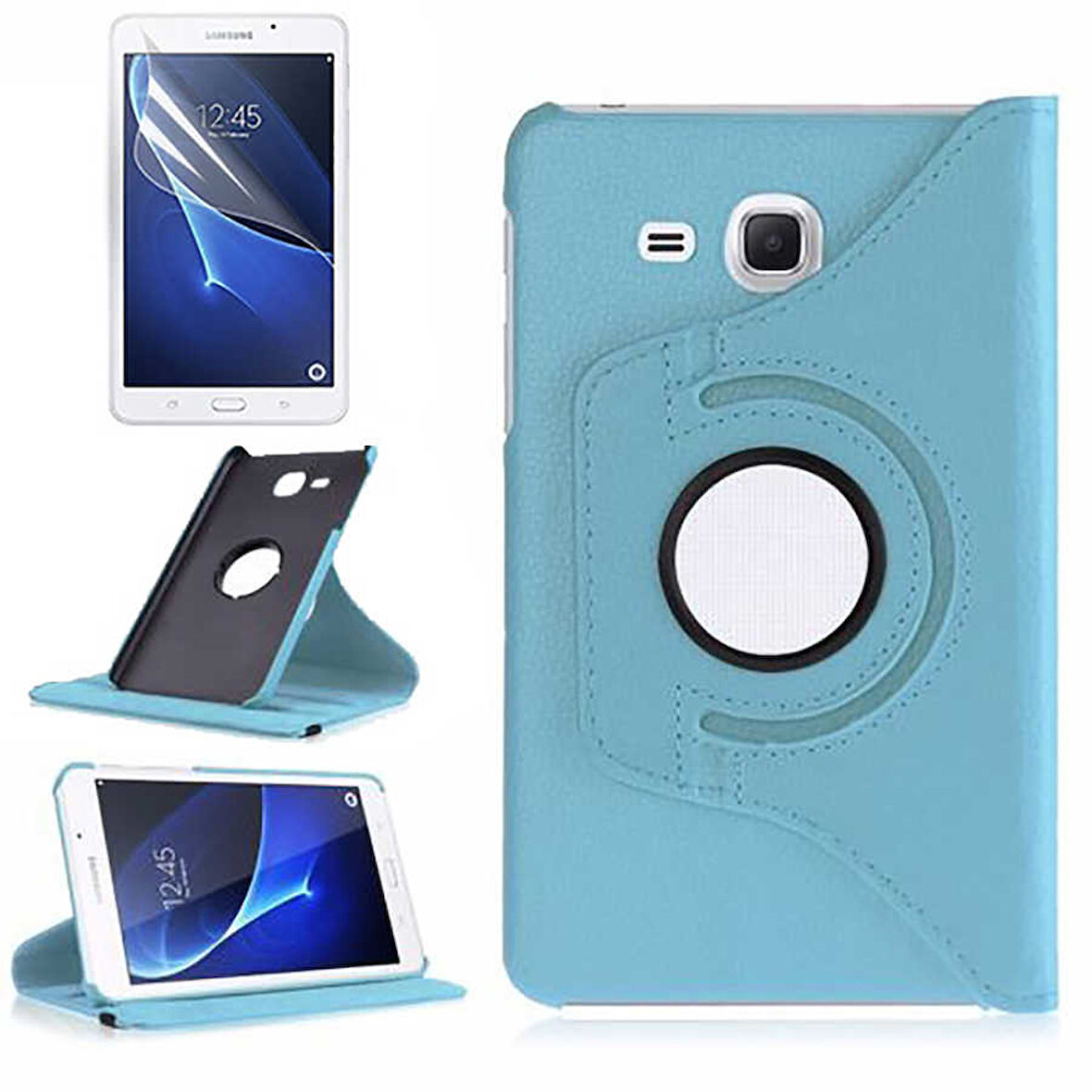 Galaxy Tab 4 T280  Uyumlu ​MKST Dönebilen Standlı Kılıf-Mavi