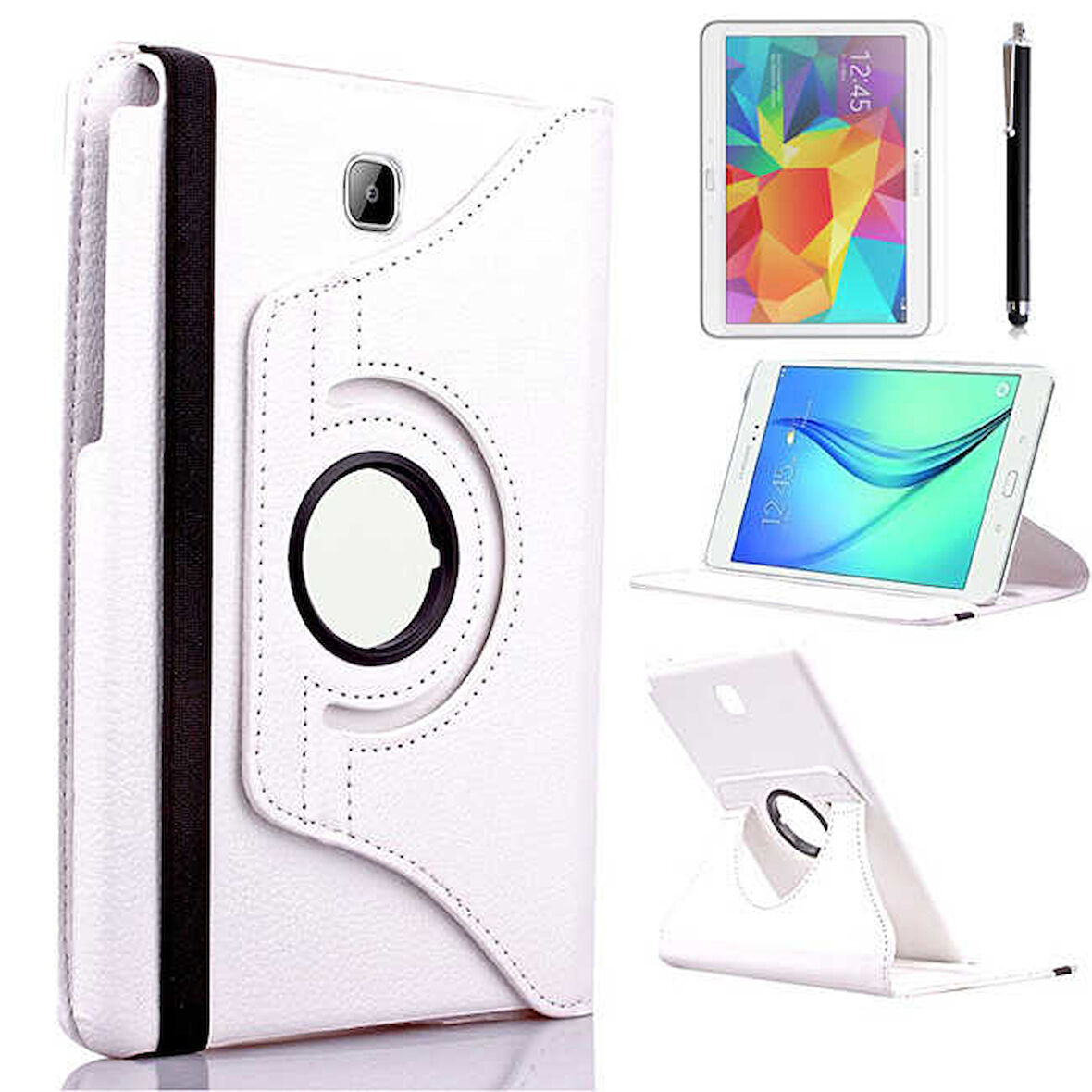 Galaxy Tab A T580 10.1  Uyumlu ​ZYL Dönebilen Standlı Kılıf-Beyaz