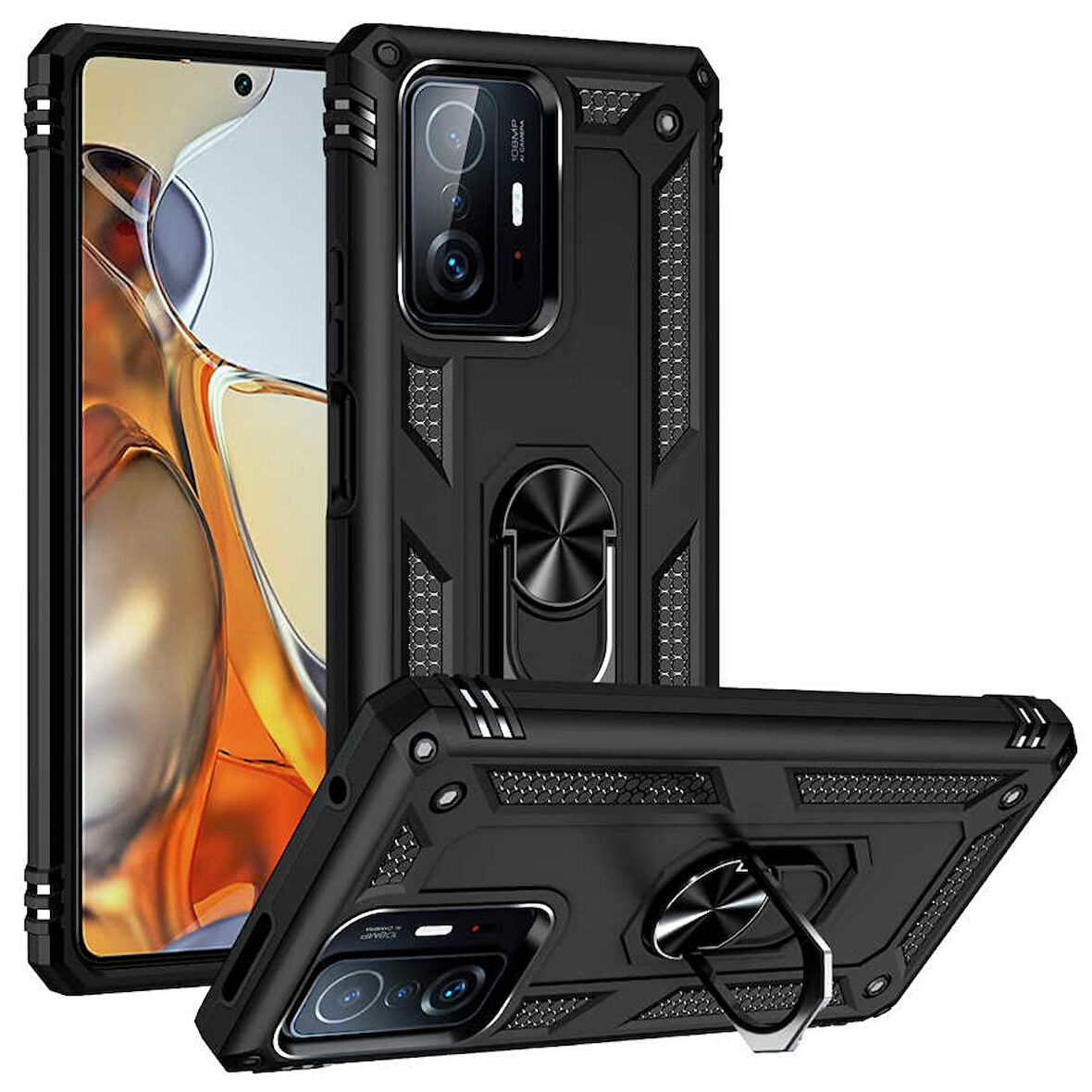 Xiaomi Mi 11T Pro 5G Kılıf Vega Tank Sert Yüzüklü Standlı Zırh Koruma Kapak