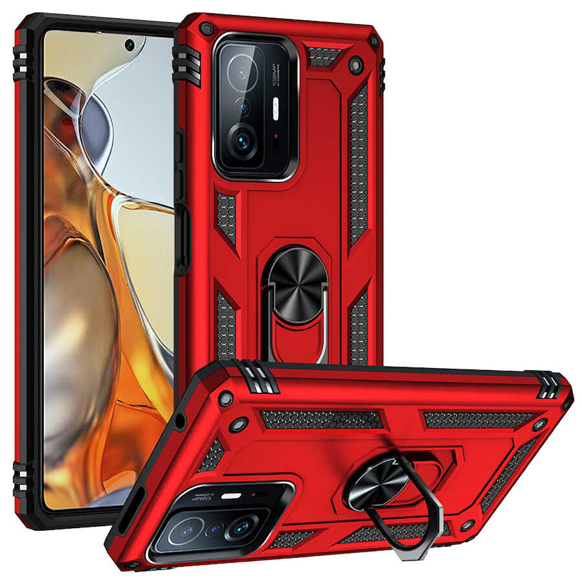 Xiaomi Mi 11T Pro 5G Kılıf Vega Tank Sert Yüzüklü Standlı Zırh Koruma Kapak