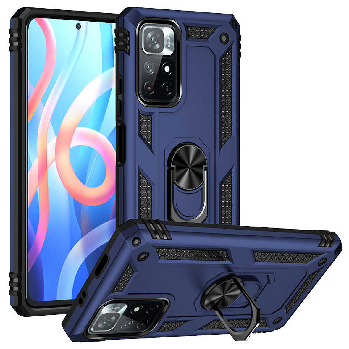 Xiaomi Redmi Note 11T 5G Kılıf Vega Tank Sert Yüzüklü Standlı Zırh Koruma Kapak