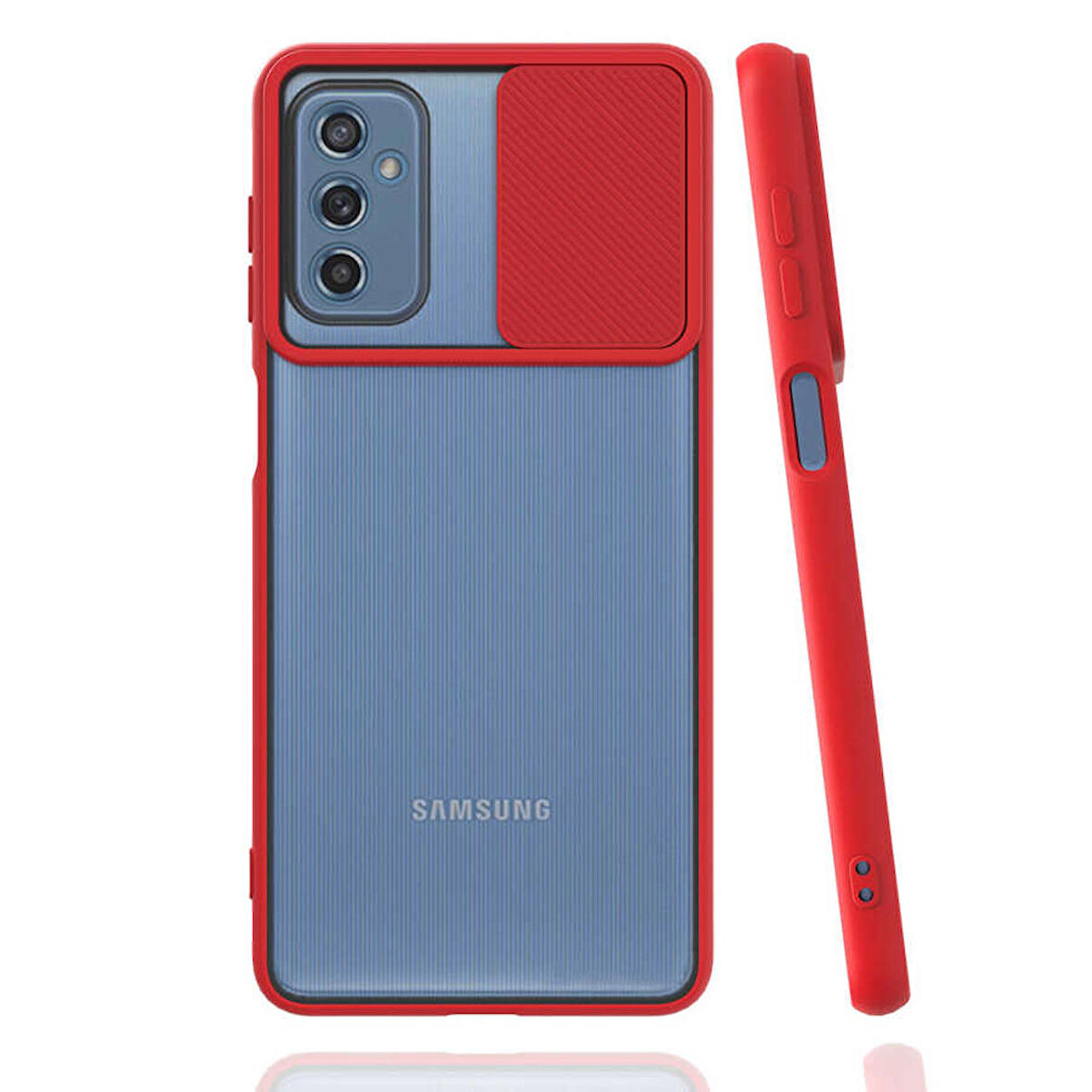 Galaxy M52 Uyumlu Zore Lensi Kapak-Kırmızı