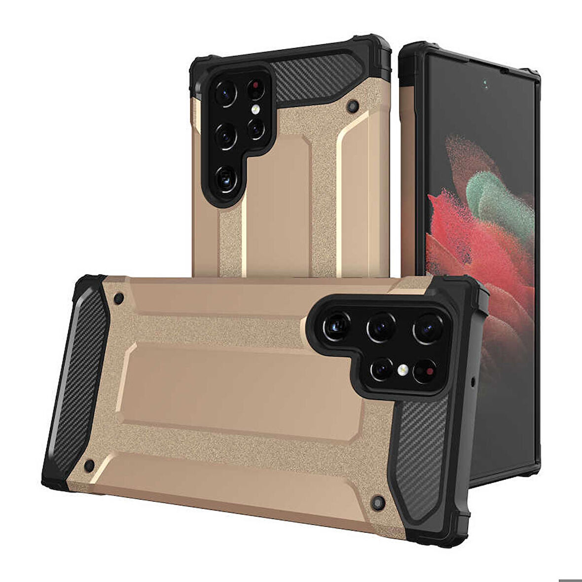 Galaxy S22 Ultra Uyumlu Zore Crash Silikon Kapak-Gold