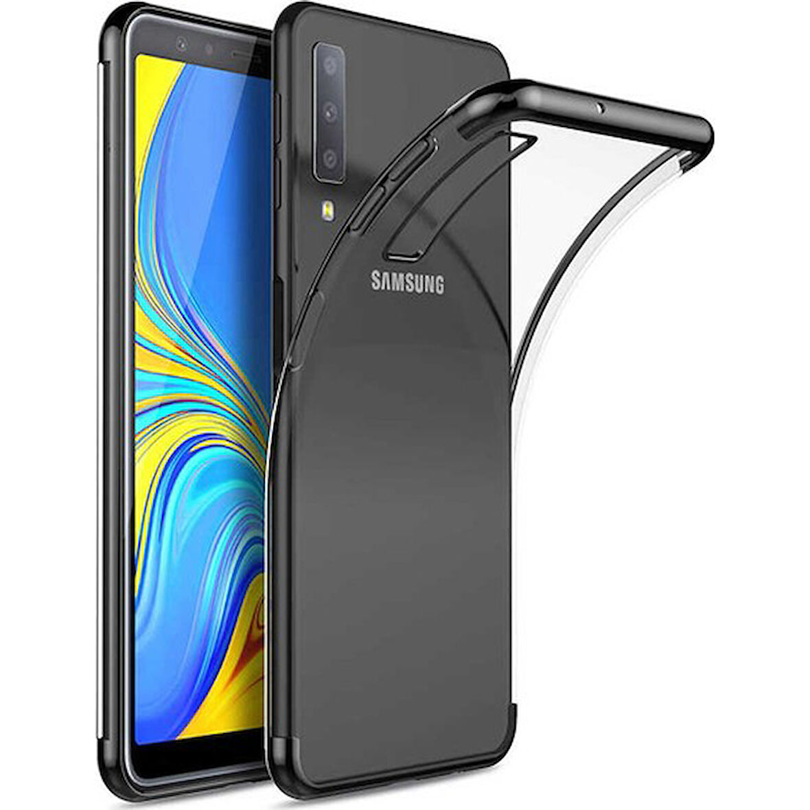 Samsung Galaxy A7 2018 Glitter Silikon Kılıf - Siyah