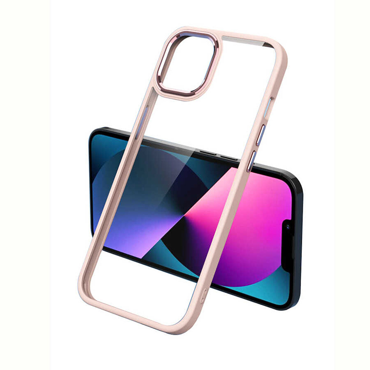 iPhone 13 Uyumlu Zore Krom Kılıf-Pembe Açık