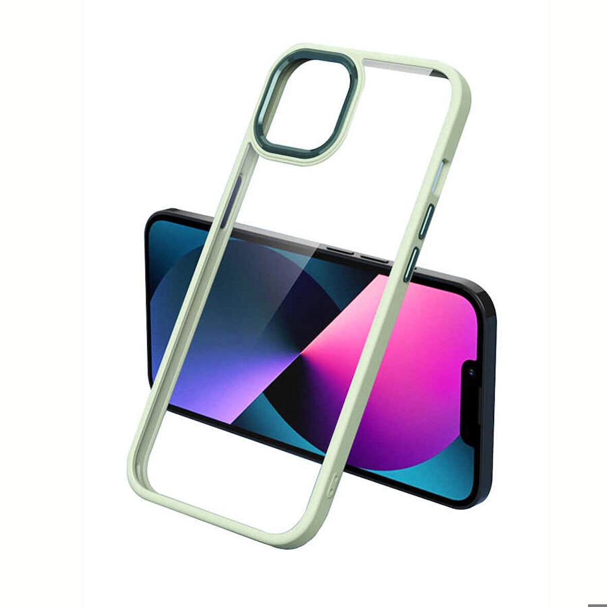 iPhone 13 Pro Uyumlu Ensueno Krom Kapak-Açık Yeşil