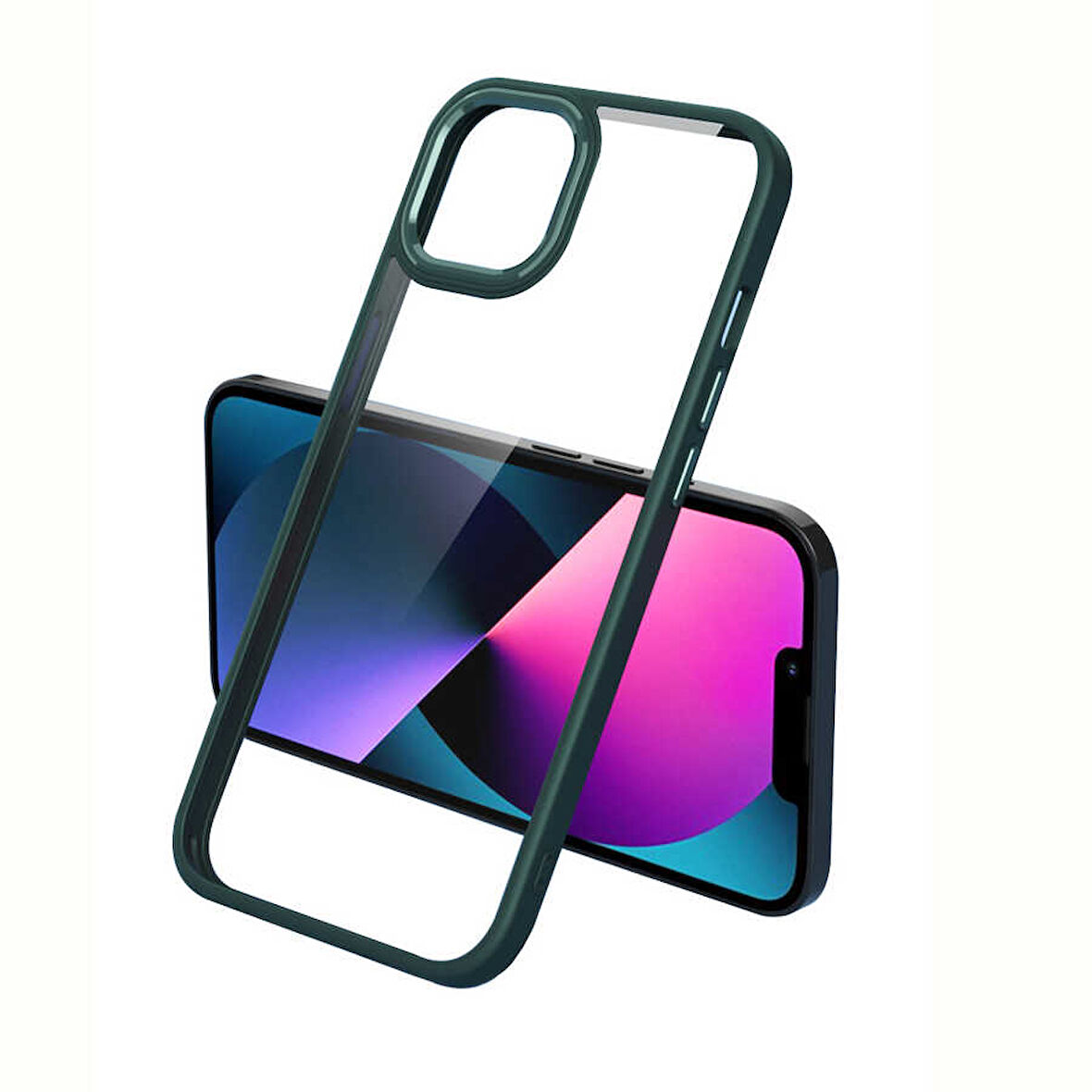 iPhone 13 Pro Kılıf Renkli Silikon Kenarlı Krom Kapak