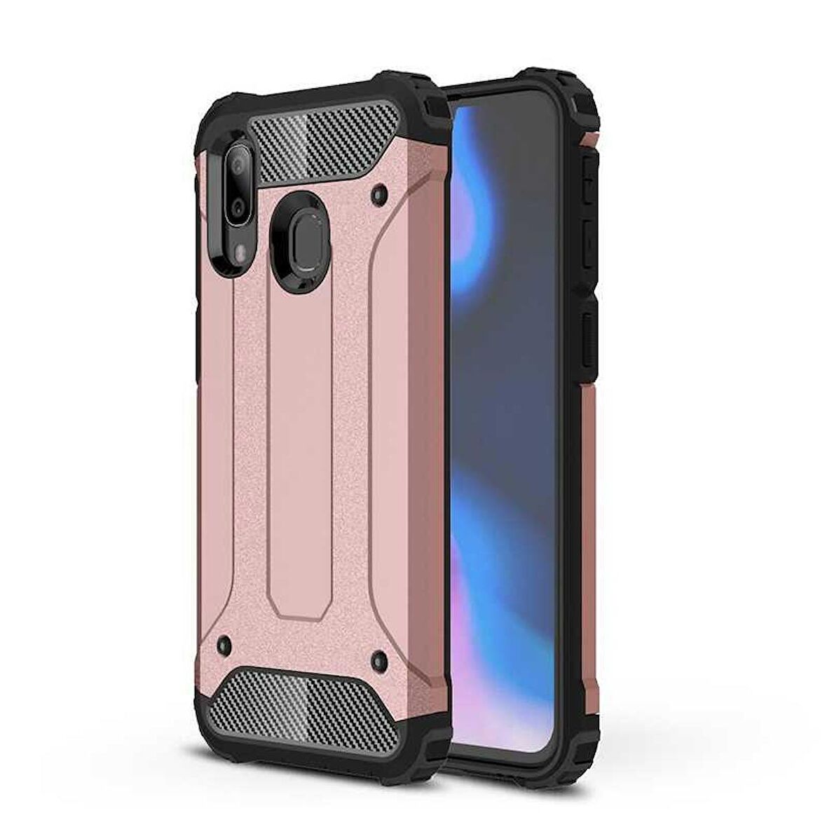 Zore Galaxy A20 ile Uyumlu Crash Silikon Kılıf Rose Gold
