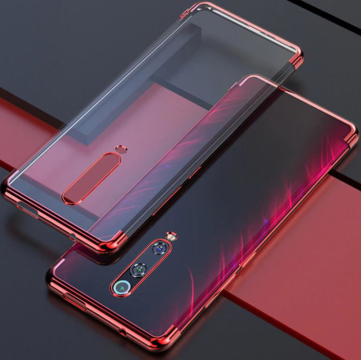 Oppo RX17 Pro Köşeleri Renkli Şeffaf Kamera Korumalı Kılıf