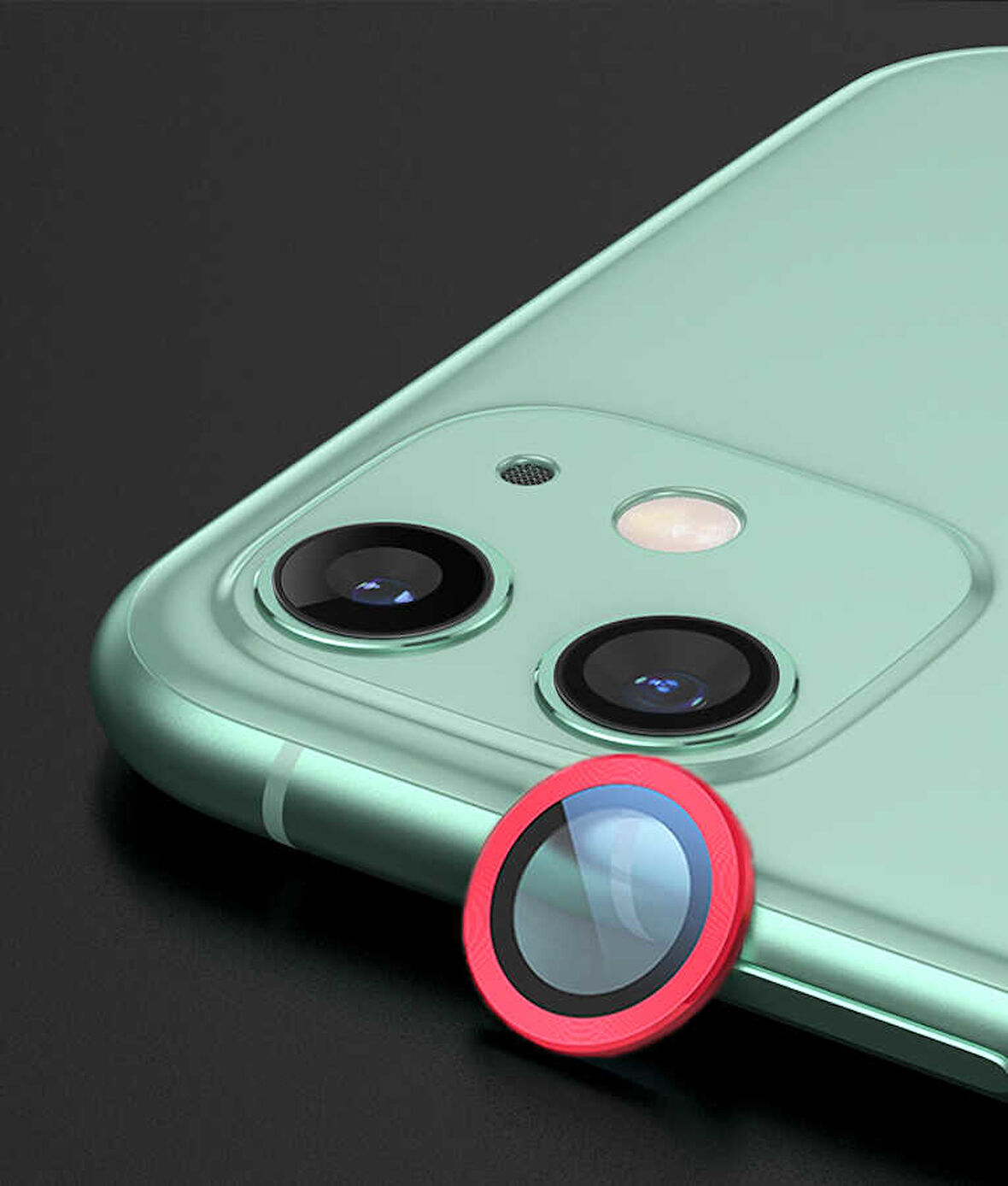 iPhone 12 Uyumlu Zore CL-07 Kamera Koruyucu-Kırmızı