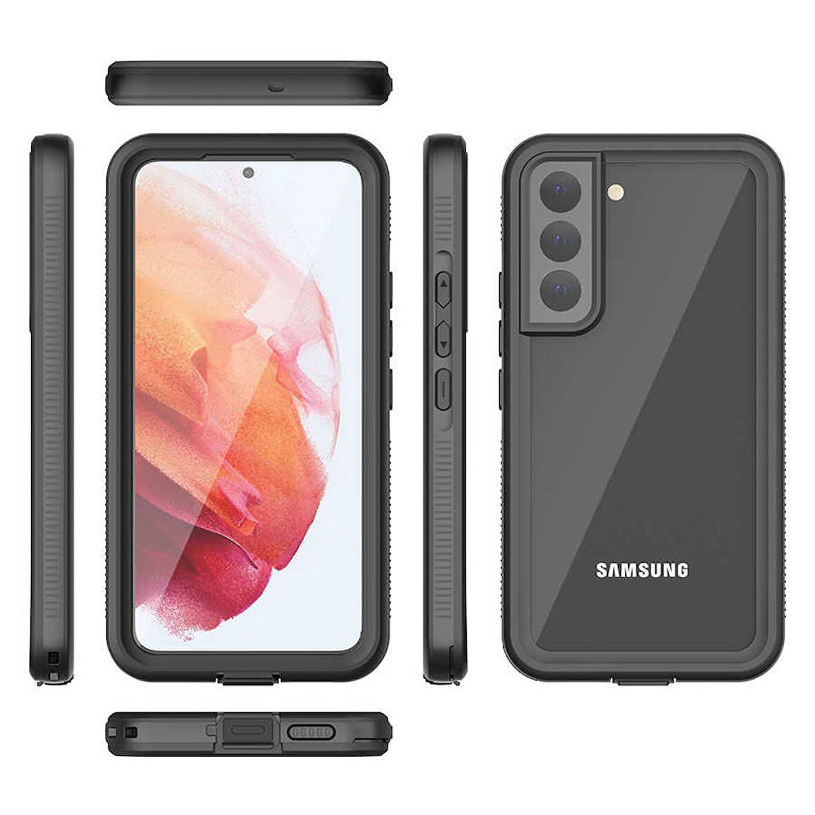 Galaxy S22 Plus Uyumlu 1-1 Su Geçirmez Uyumlu-Siyah