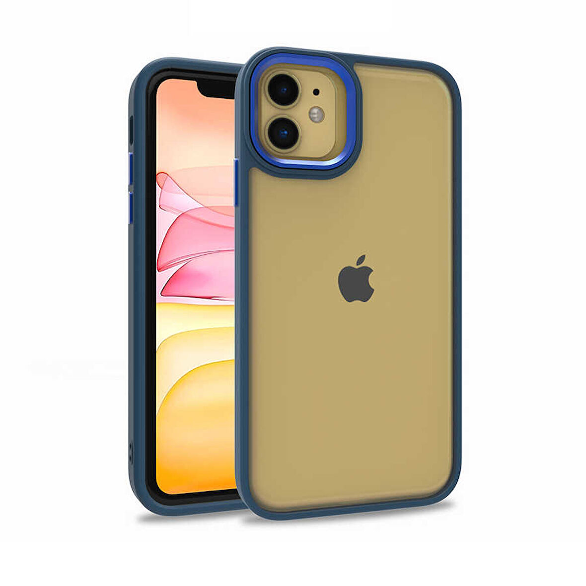 iPhone 11 Kılıf Flora Kamera Çıkıntılı Arkası Şeffaf Köşeleri Parlak Renkli Işlemeli Flora Kapak