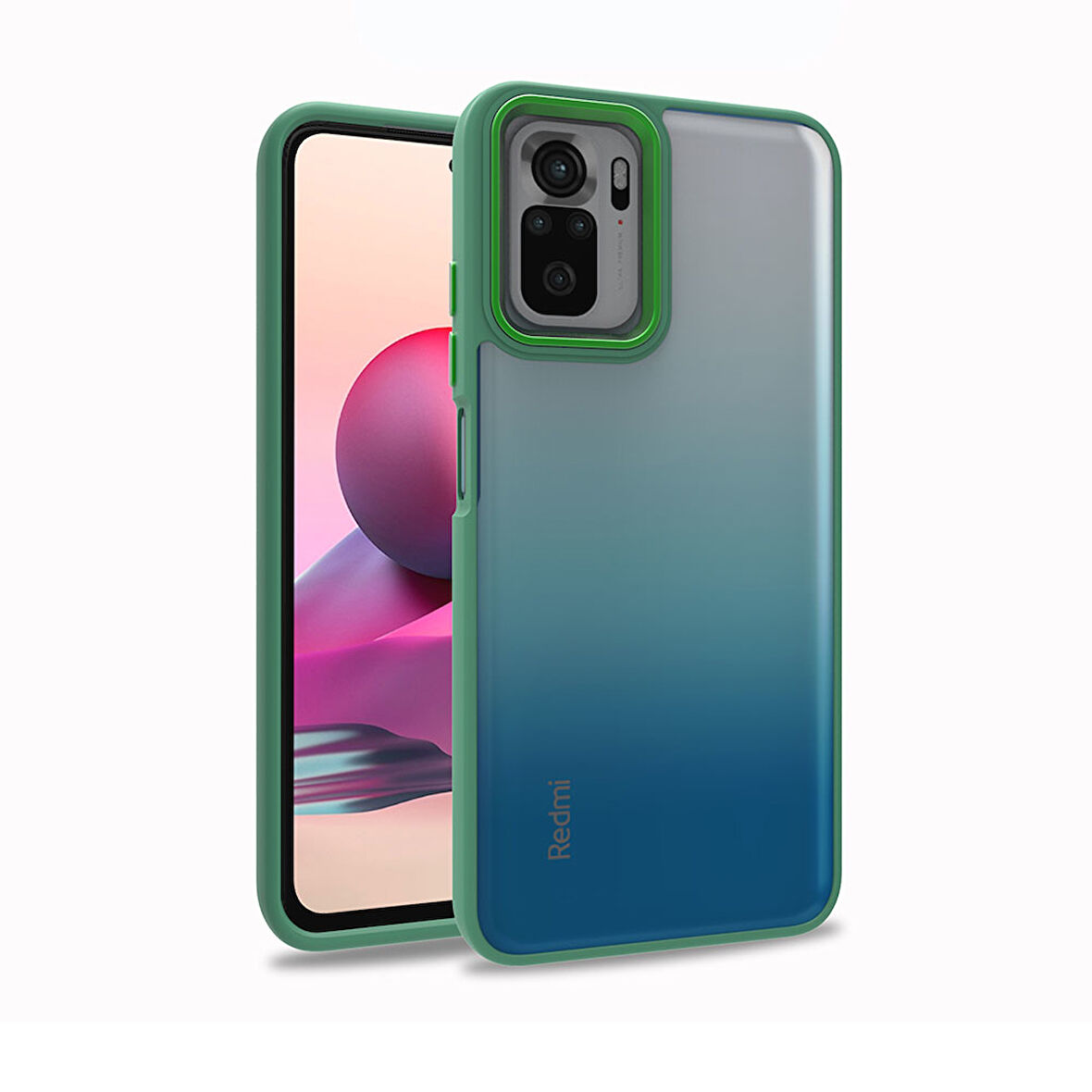 Xiaomi Redmi Note 10S Kılıf Zore Flora Kapak-Yeşil