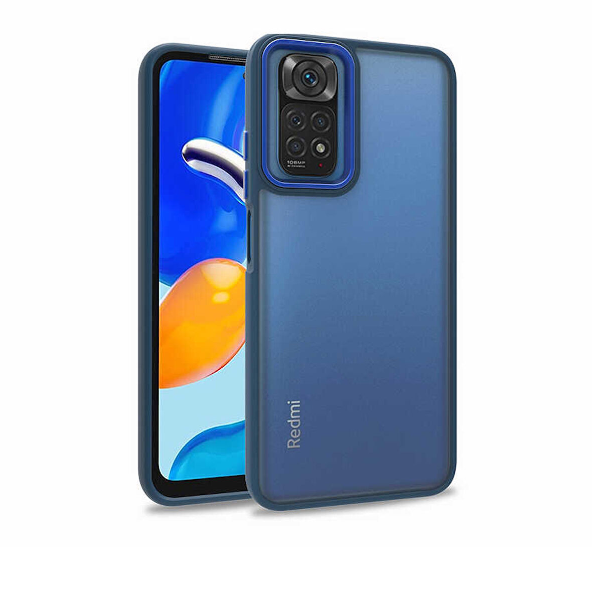 Xiaomi Redmi Note 11S Global Kılıf Zore Flora Kapak-Mavi