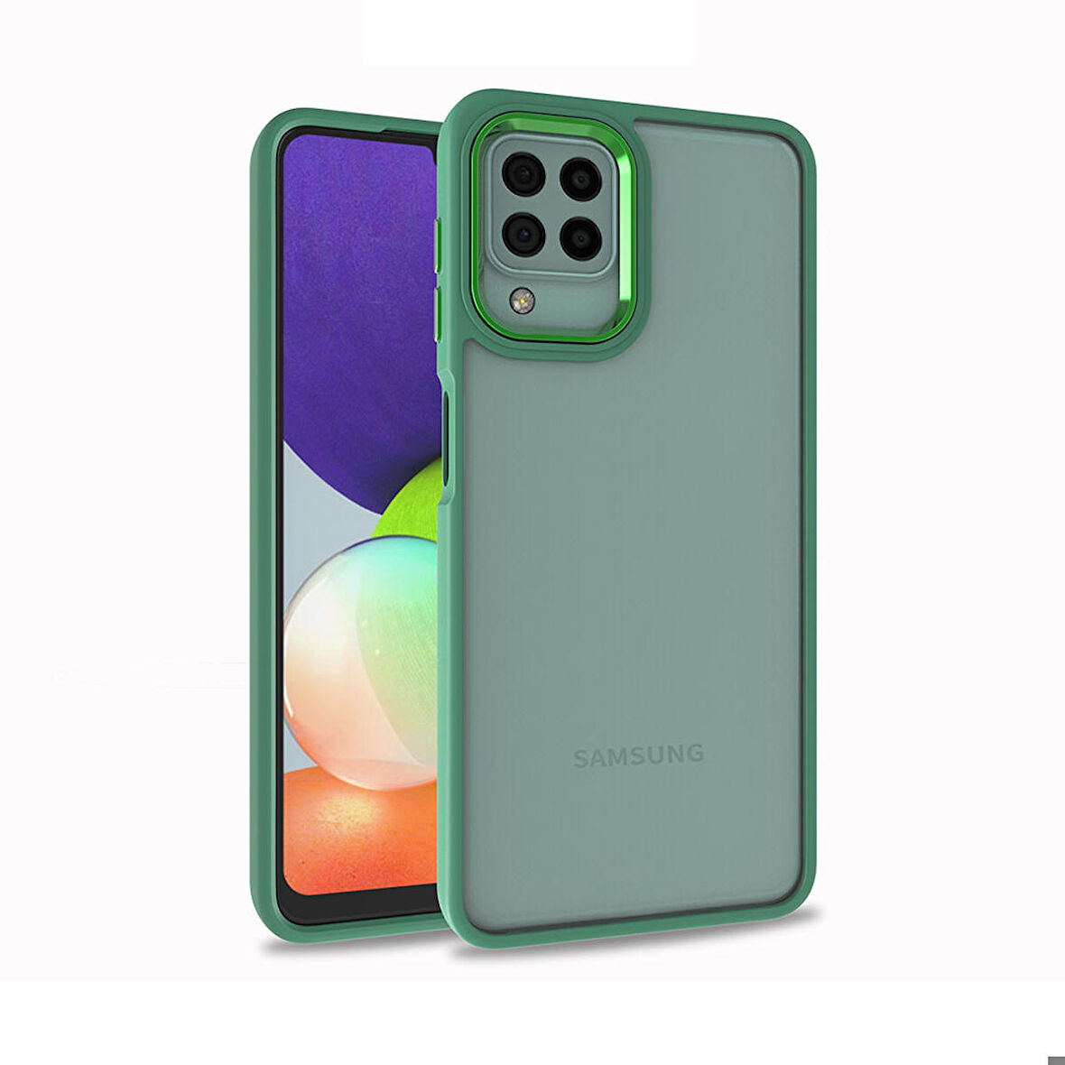 Galaxy A12 Uyumlu Zore Flora Kapak-Yeşil