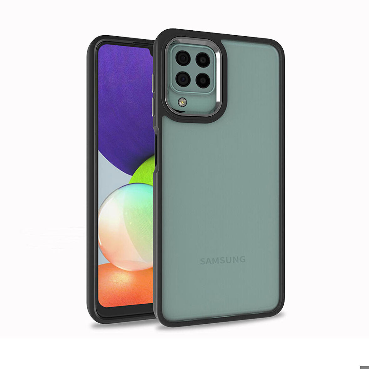 Galaxy M32 Uyumlu Zore Flora Kapak-Siyah