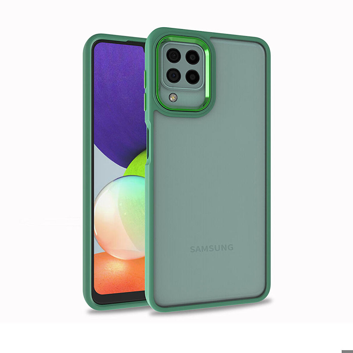 Galaxy M22 Uyumlu Zore Flora Kapak-Yeşil