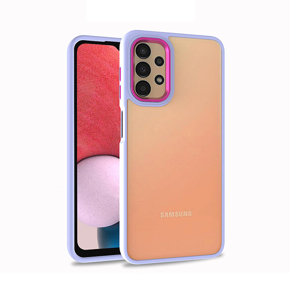 Galaxy A13 4G Uyumlu Zore Flora Kapak-Lila
