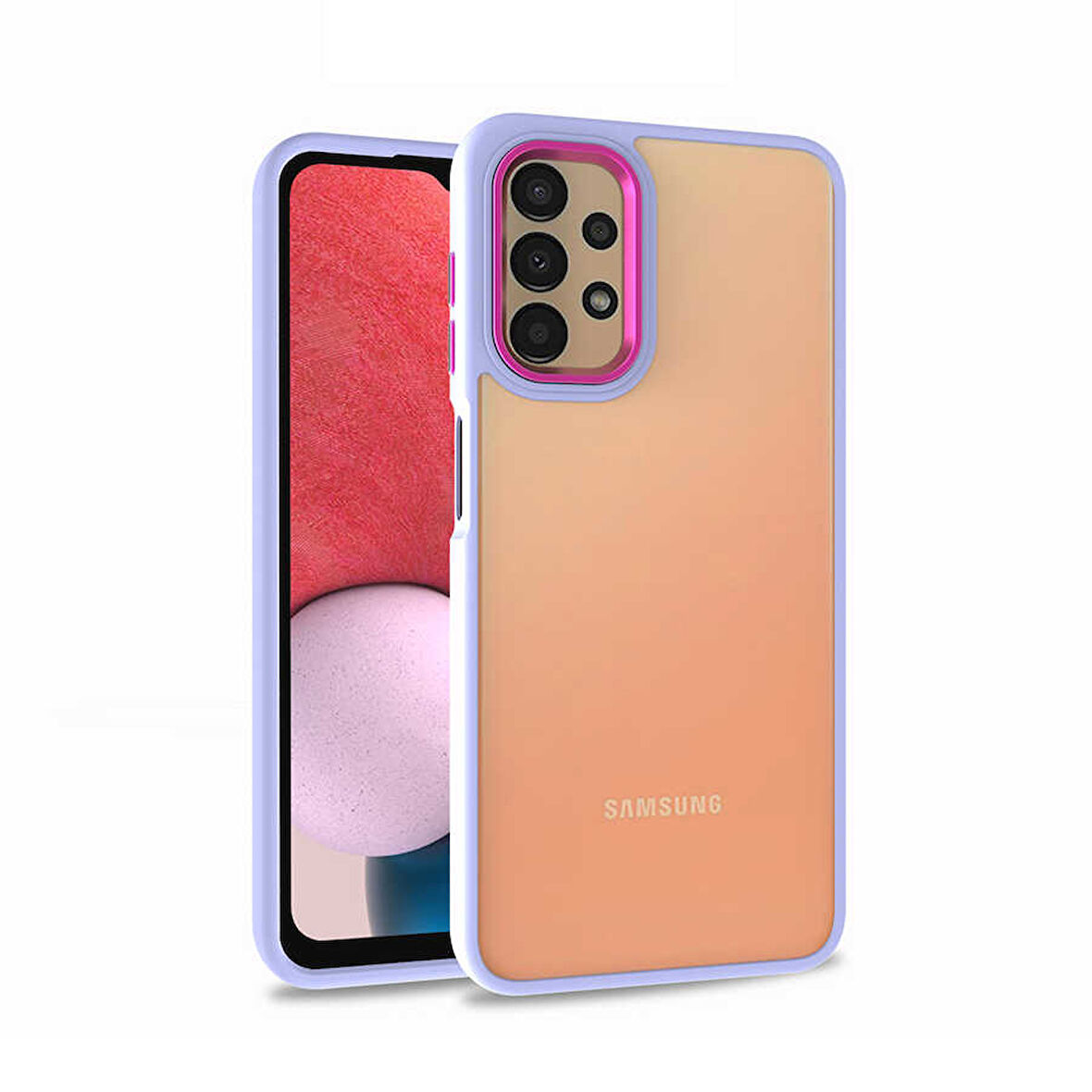 Samsung Galaxy A13 4G Kılıf Kamera Çıkıntılı Arkası Şeffaf Köşeleri Parlak Renkli Işlemeli Flora Kapak