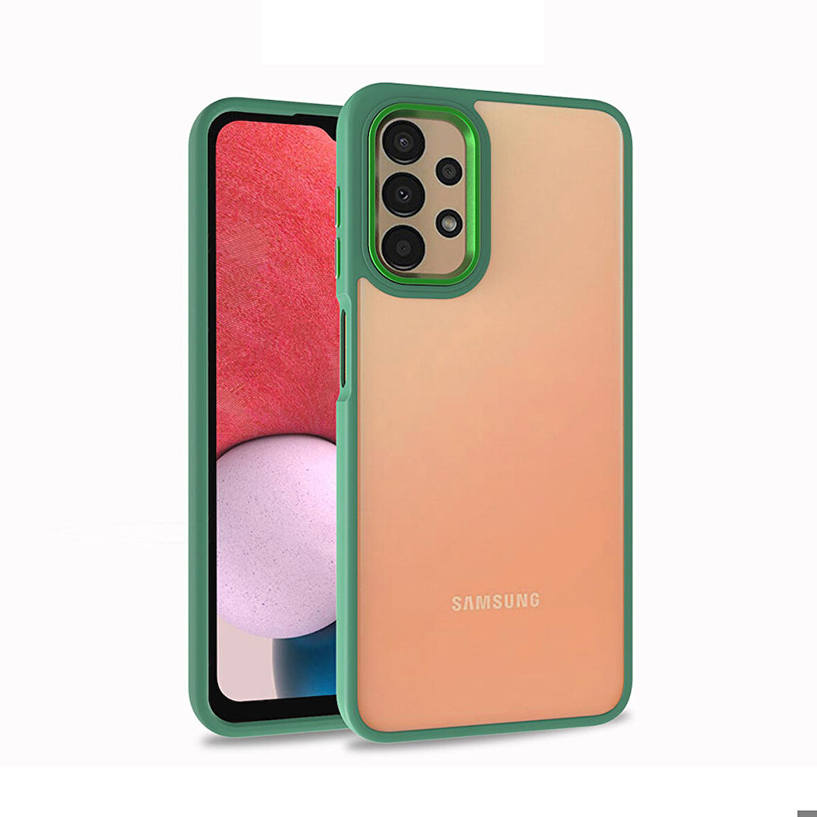 Galaxy A13 4G Uyumlu Zore Flora Kapak-Yeşil
