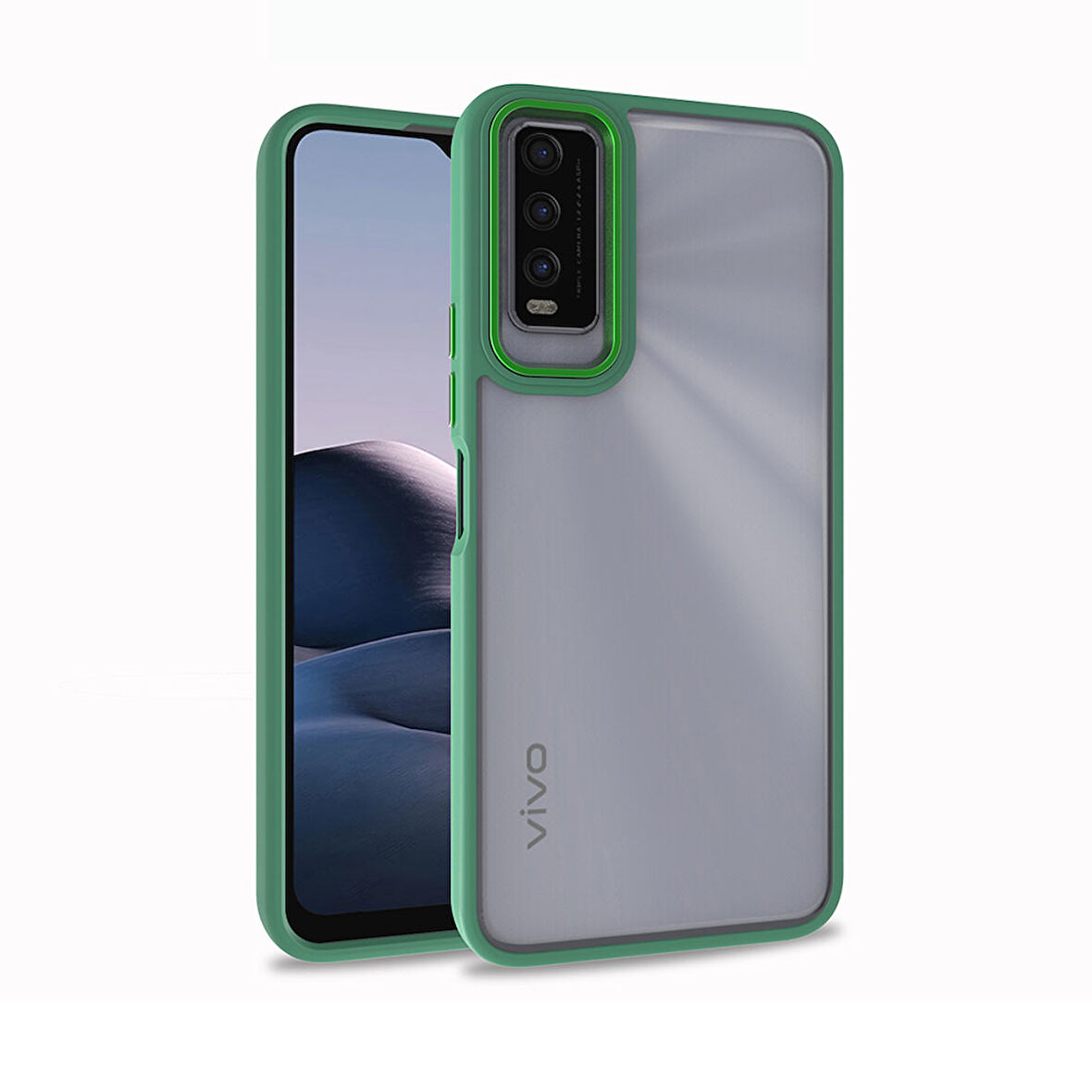 Vivo Y20S Kılıf Zore Flora Kapak-Yeşil