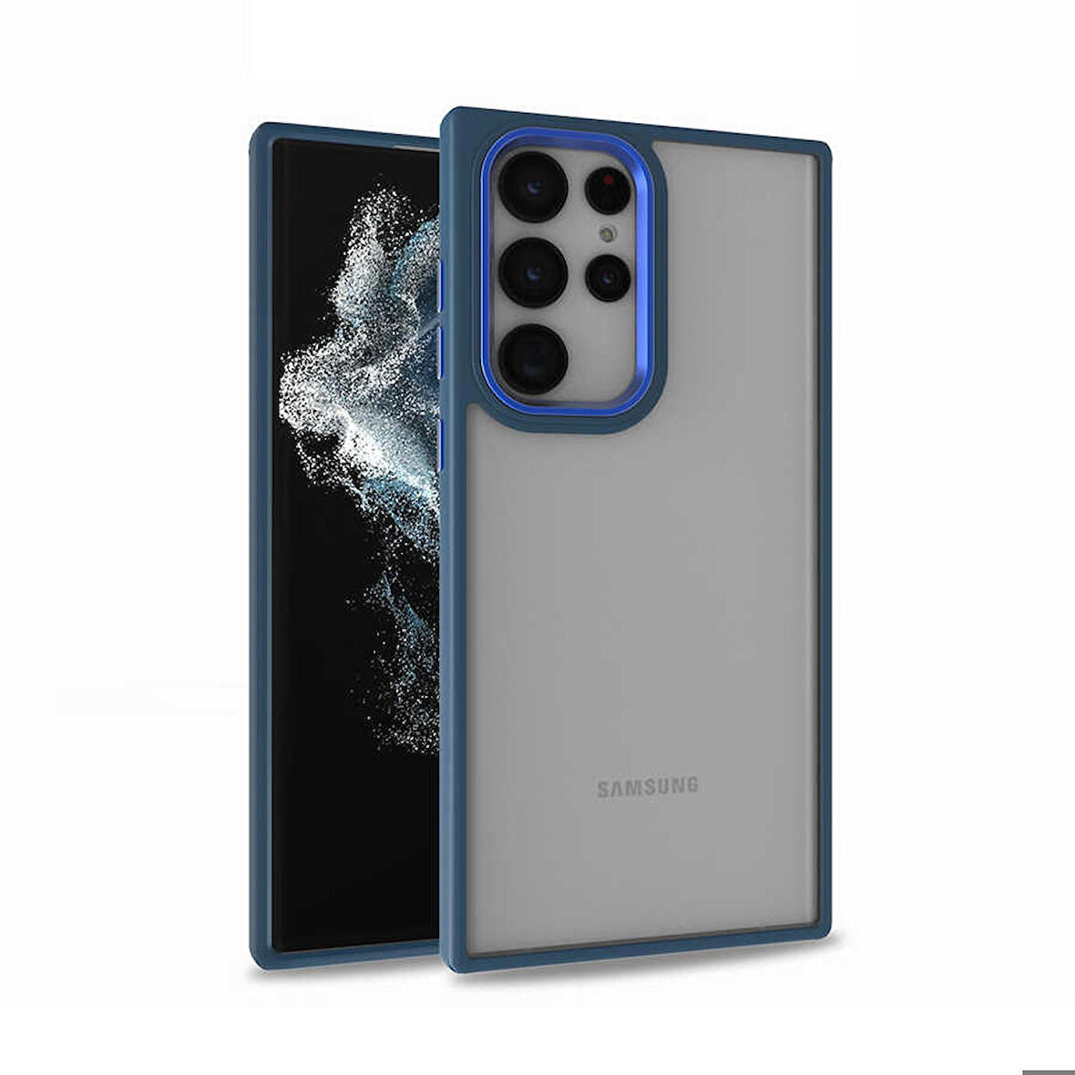 Galaxy S22 Ultra Uyumlu Zore Flora Kapak-Mavi