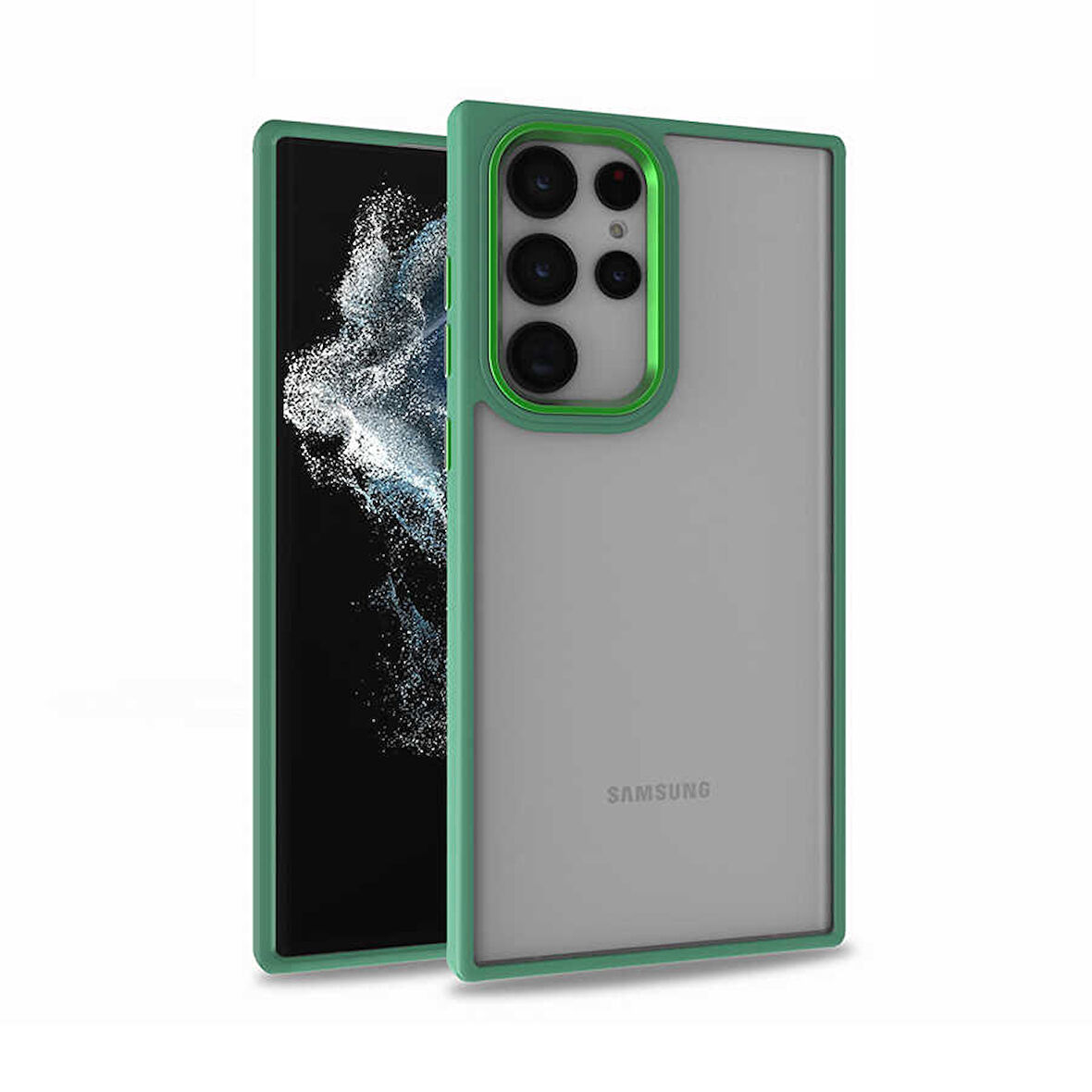 Galaxy S22 Ultra Uyumlu Zore Flora Kılıf-Yeşil