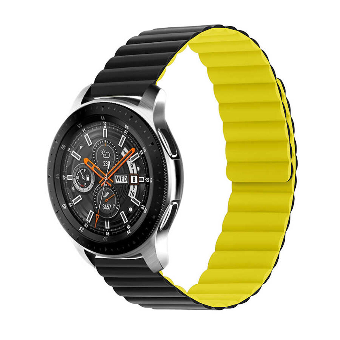 Galaxy Watch Active 2 44mm Uyumlu KRD-52 Zore Kordon-Siyah-Sarı