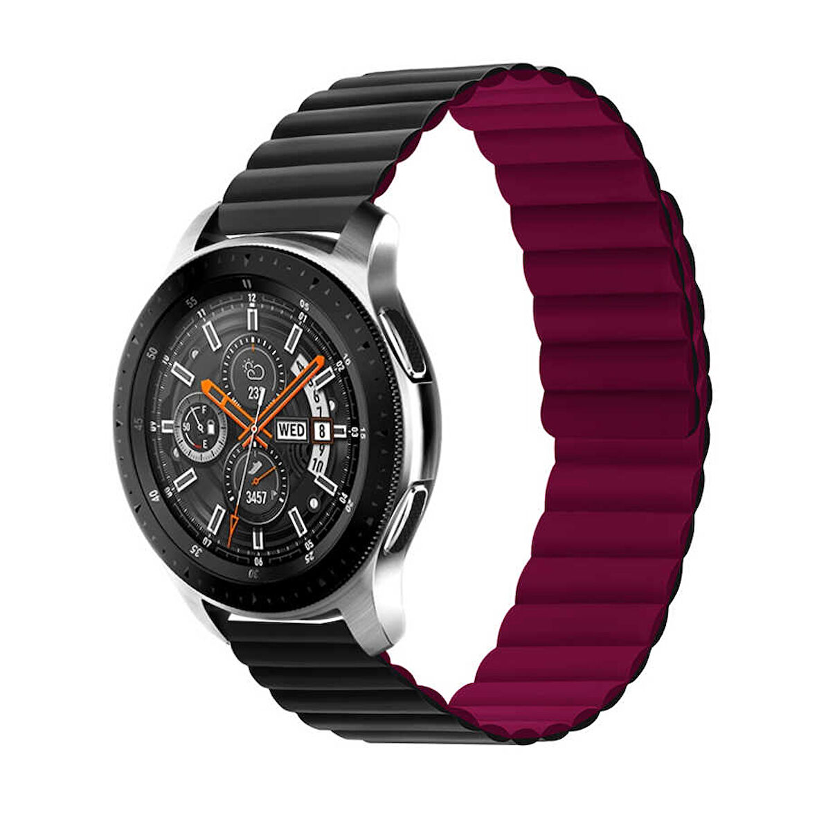 Gear S3 Uyumlu KRD-52 Zore Kordon-Siyah-Kırmızı