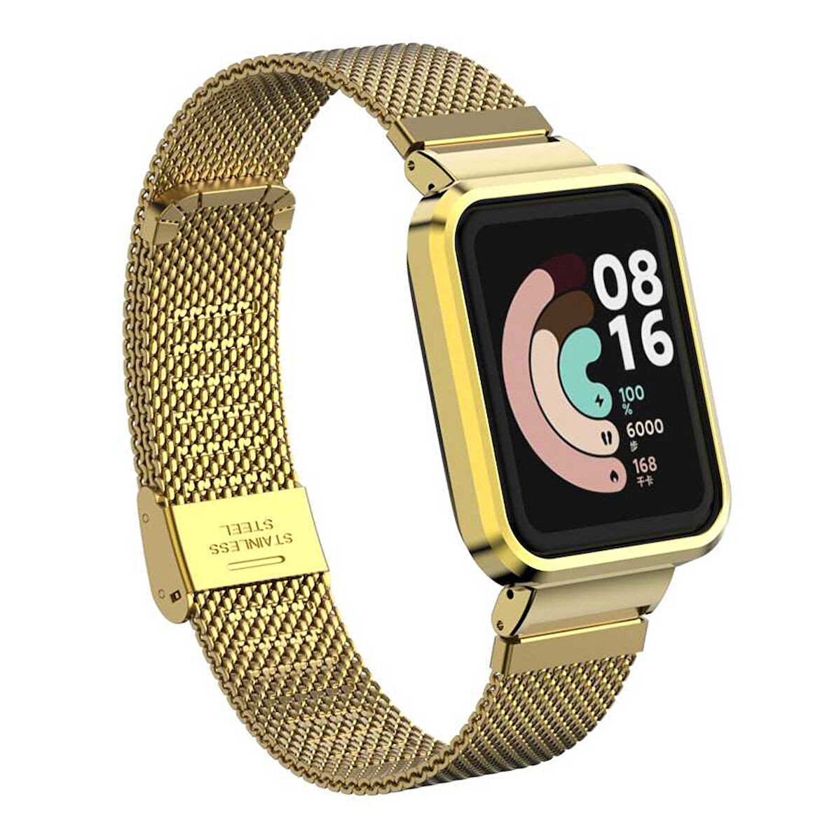 Xiaomi Redmi Watch (Mi Watch Lite) Uyumlu KRD-59 Metal Zore Kordon-Gold